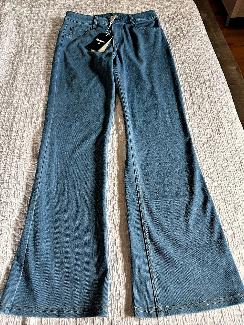 Halara Flex™ High Waisted Pockets Washed Casual Flare Jeans Flare Jeans Blue NWT
